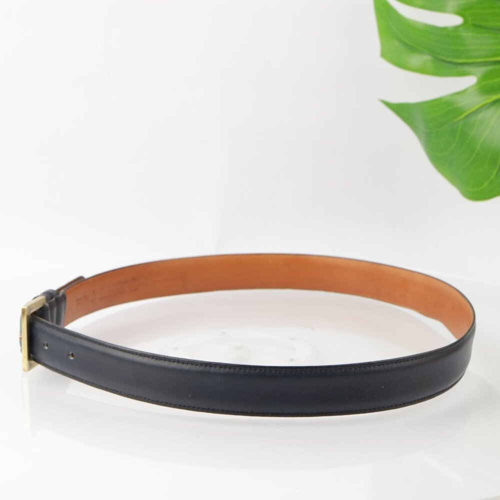 VTG Coach Mens Belt Size 36 Navy Blue Leather New York USA Gold Brass Buckle - Picture 4 of 14